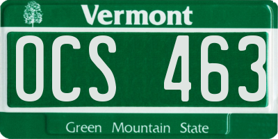 VT license plate OCS463
