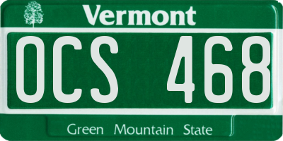 VT license plate OCS468