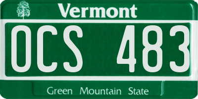 VT license plate OCS483