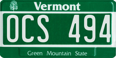 VT license plate OCS494