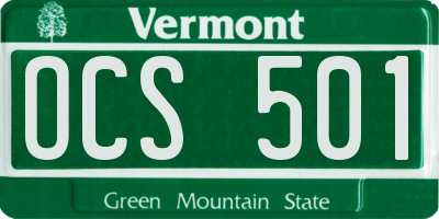 VT license plate OCS501