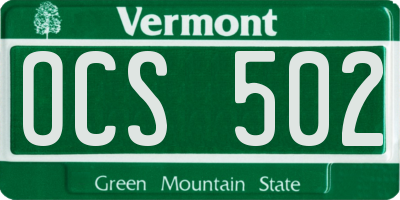 VT license plate OCS502