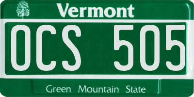 VT license plate OCS505