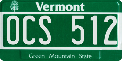 VT license plate OCS512