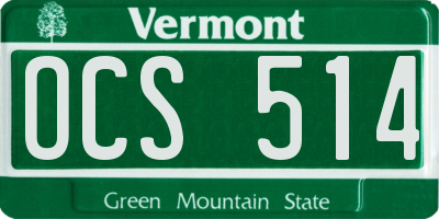 VT license plate OCS514