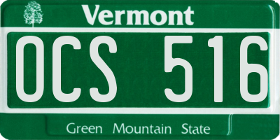 VT license plate OCS516