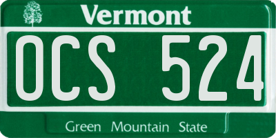 VT license plate OCS524