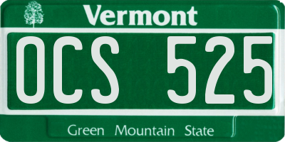 VT license plate OCS525