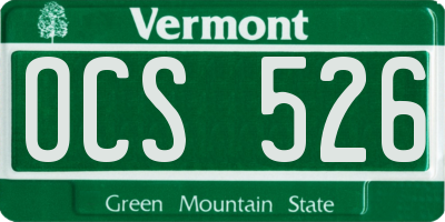 VT license plate OCS526