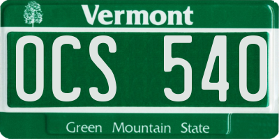 VT license plate OCS540