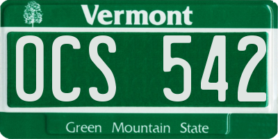 VT license plate OCS542