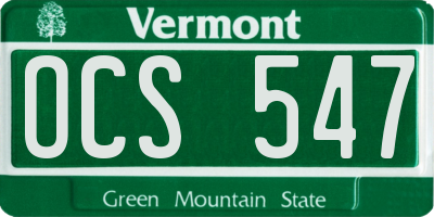 VT license plate OCS547