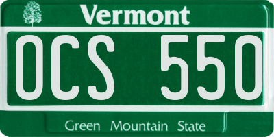 VT license plate OCS550