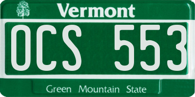 VT license plate OCS553
