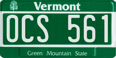VT license plate OCS561