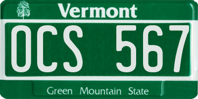 VT license plate OCS567
