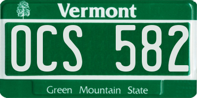 VT license plate OCS582