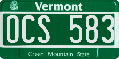 VT license plate OCS583
