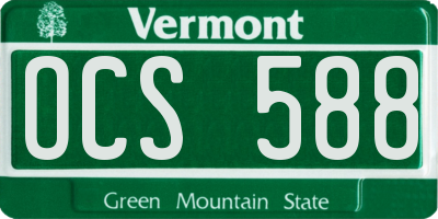 VT license plate OCS588