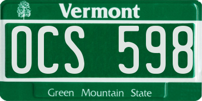 VT license plate OCS598