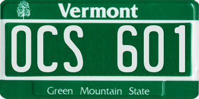 VT license plate OCS601