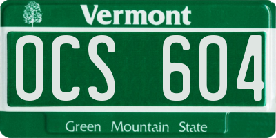 VT license plate OCS604
