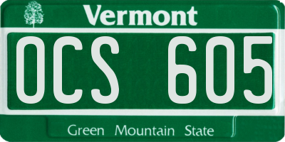 VT license plate OCS605