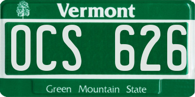VT license plate OCS626