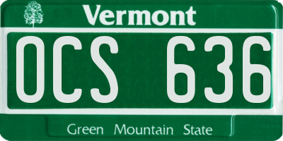VT license plate OCS636