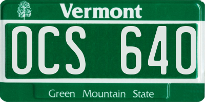 VT license plate OCS640