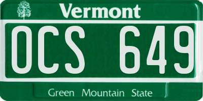 VT license plate OCS649