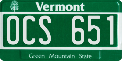 VT license plate OCS651