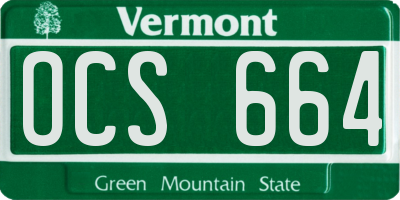 VT license plate OCS664