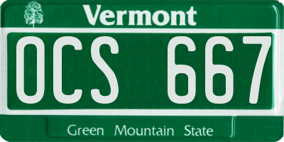 VT license plate OCS667