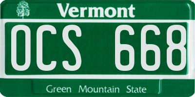 VT license plate OCS668