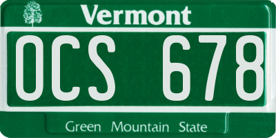 VT license plate OCS678