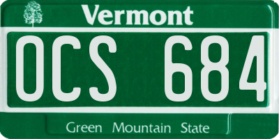 VT license plate OCS684