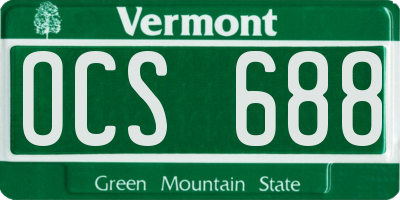 VT license plate OCS688