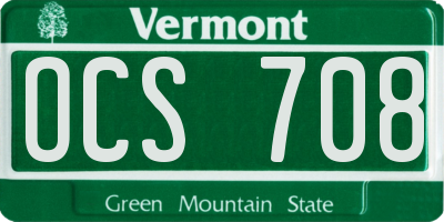 VT license plate OCS708
