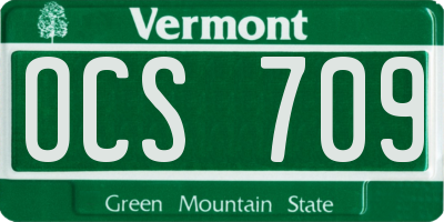 VT license plate OCS709