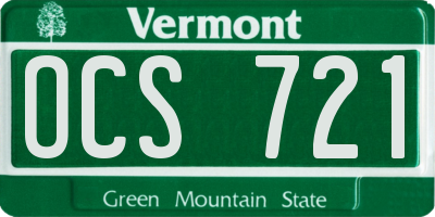 VT license plate OCS721