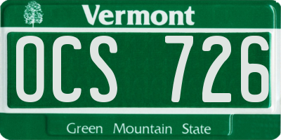 VT license plate OCS726