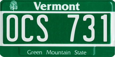 VT license plate OCS731