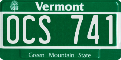 VT license plate OCS741