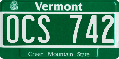 VT license plate OCS742