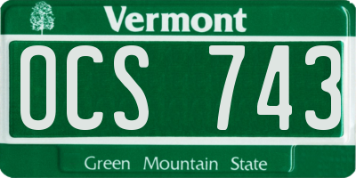 VT license plate OCS743