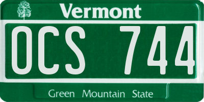 VT license plate OCS744