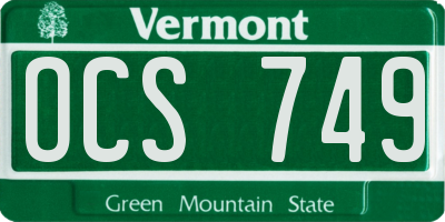 VT license plate OCS749