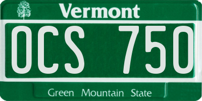 VT license plate OCS750