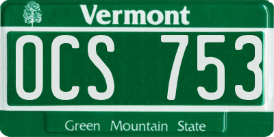 VT license plate OCS753